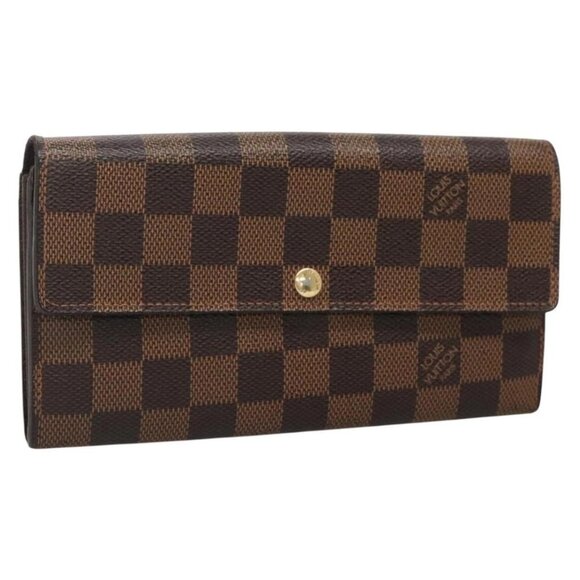 LOUIS VUITTON Damier Ebene Portefeuille Sarah Long Wallet N60491 LV Auth 135012 - Picture 1 of 16